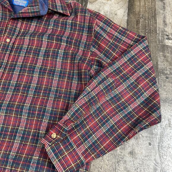 Vintage Pendleton 100% Pure Virgin Wool Shirt Flannel Plaid Mens L Button Up - Picture 16 of 16
